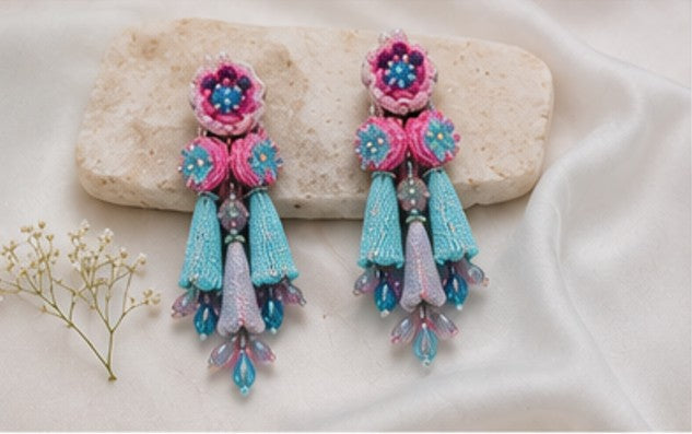 Flamingo Dream Beaded Drop Earrings