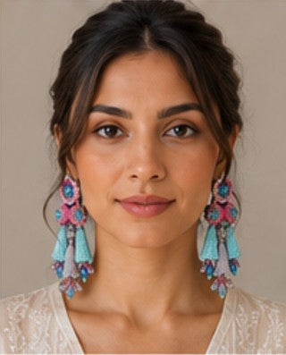 Flamingo Dream Beaded Drop Earrings