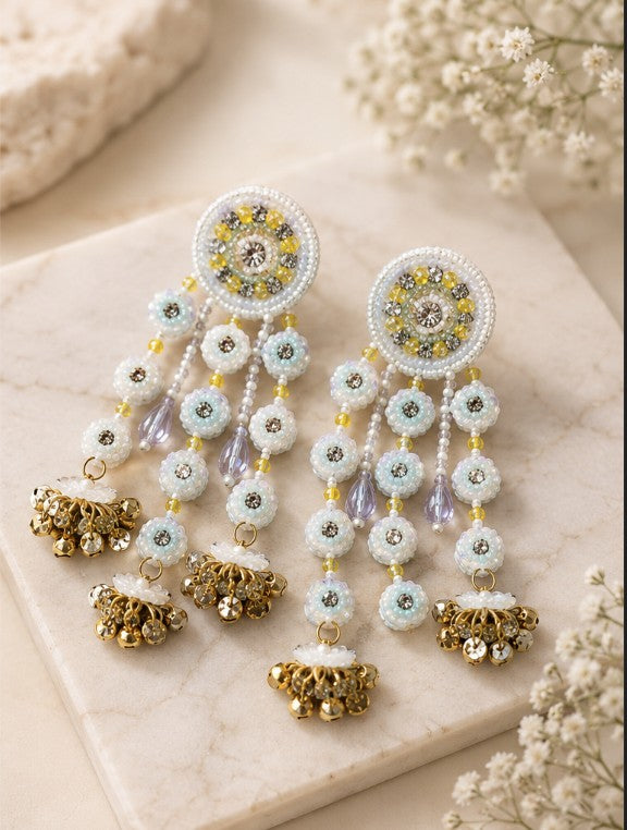Ivory Bloom Chandelier Earrings