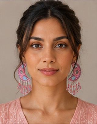 Rose Moon Crystal Stud Earrings