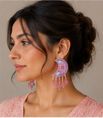 Rose Moon Crystal Stud Earrings
