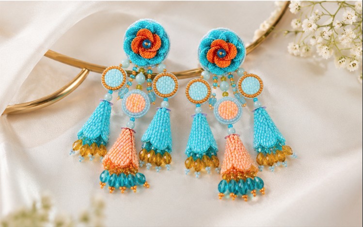 Turquoise Bloom Cascade Earrings